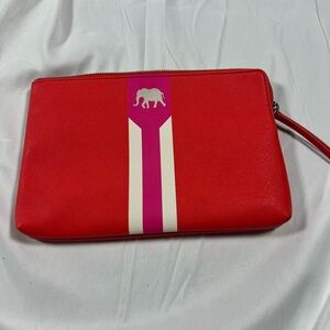 Stella & Dot Red Clutch with Pink and White Accents